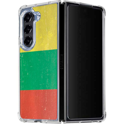 Lithuania Flag Distressed Galaxy Z Fold5 5G Clear Case